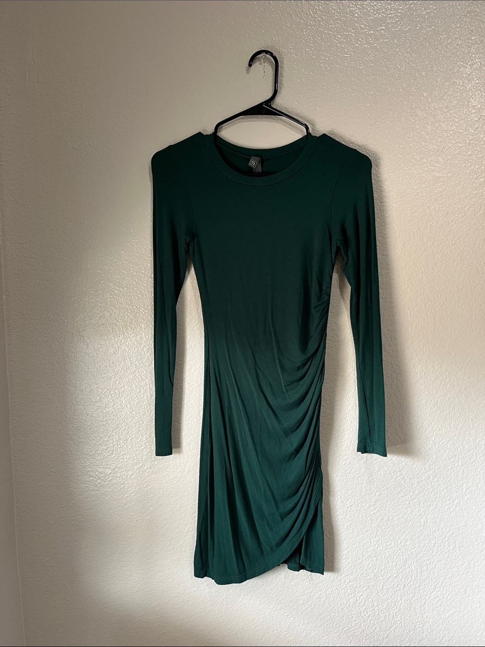Alya Long Sleeve Ruched Green Mini Dress Sz XXS Bodycon Lightweight TC0370